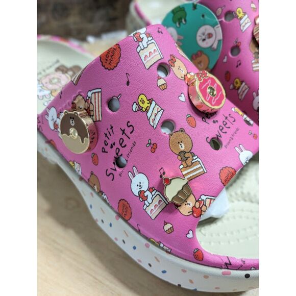 Crocs LINE FRIENDS Pink Stomp Platform Slide Sandals with Jibbitz Charms W10/M8 - Picture 11 of 13